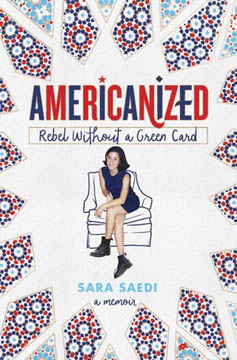 book cover for Americanized of a young girl sitting on an illustrated chair