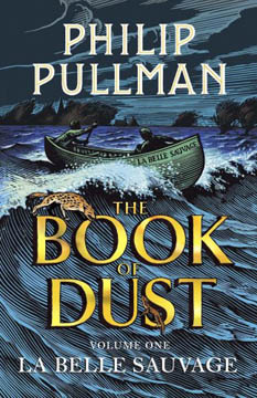 illustrated book cover for the Book of Dust of a ship on the ocean in a storm