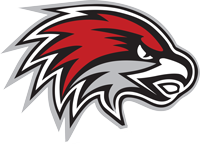 Forest Hills Eastern Hawks logo in red and black with red hawk logo