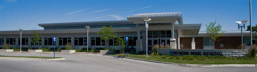 Front entrance to Northern High School in Grand Rapids, Michigan