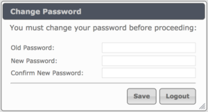 screenshot of the e-Link change password window