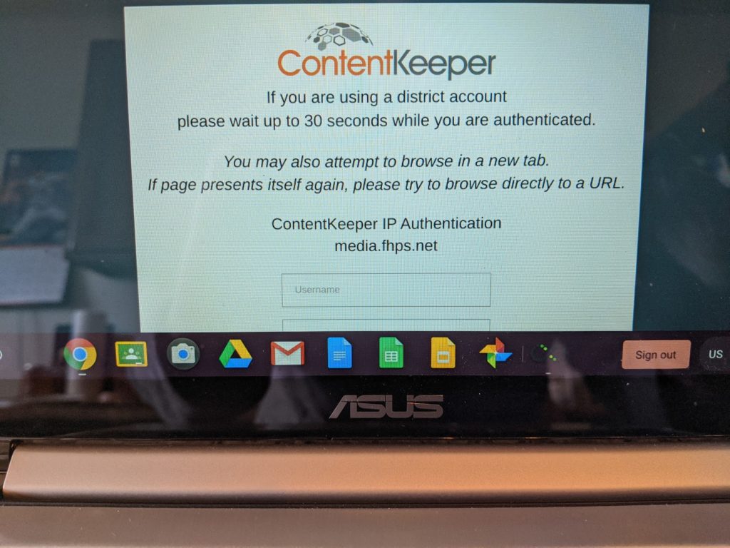 screenshot of the Content Keeper authentication screen