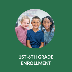 1st-6th grade enrollment with photo of 3 elementary students