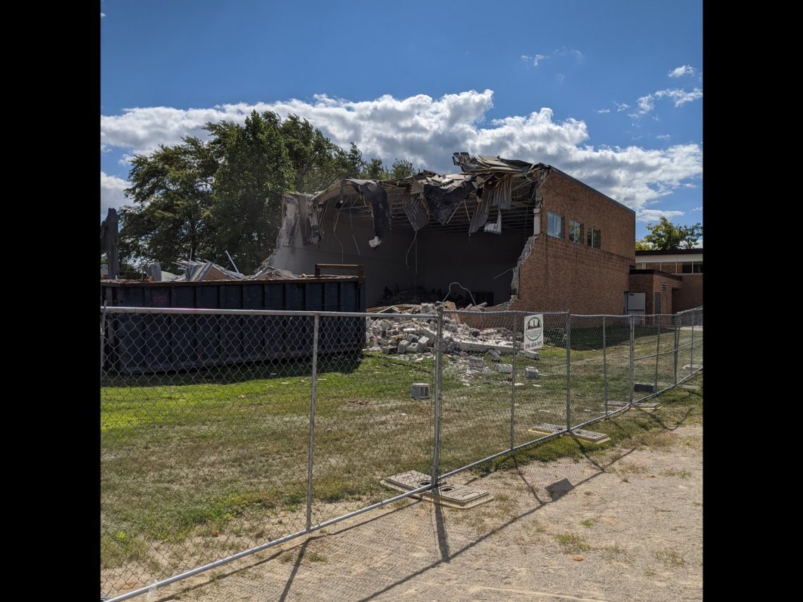 Demolition of old gym.