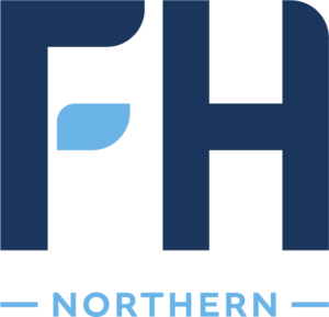 simplified light blue leaf logo for Northern attendance area of Forest Hills Public Schools