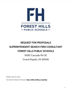 Cover page for Request for Proposals Superintendent Search Firm