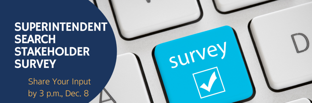 superintendent search survey with a computer keyboard