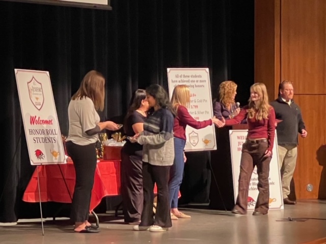 honors students being presented with awards on the aud stage