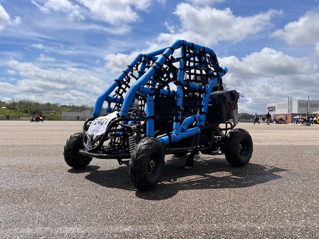 electric vehicle with blue roll bars