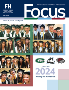Cover of the Focus newsletter with many pictures of high school graduates for the class of 2024