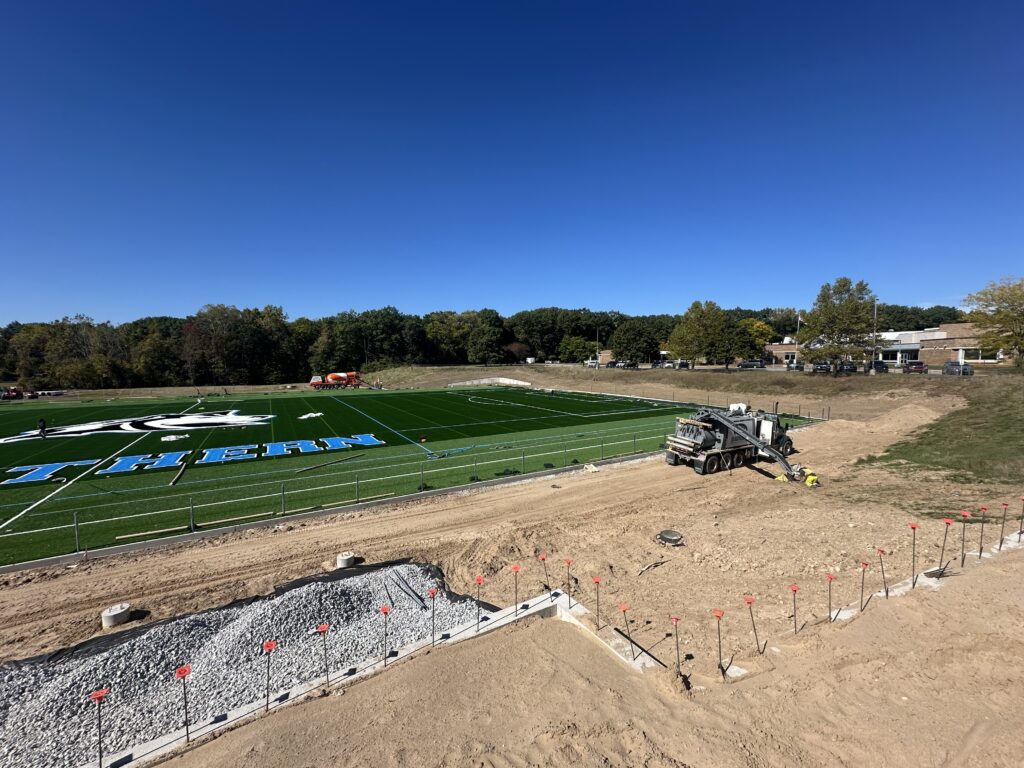 laying turf field