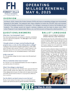 image or front page of a 2-page flyer for the operating millage renewal