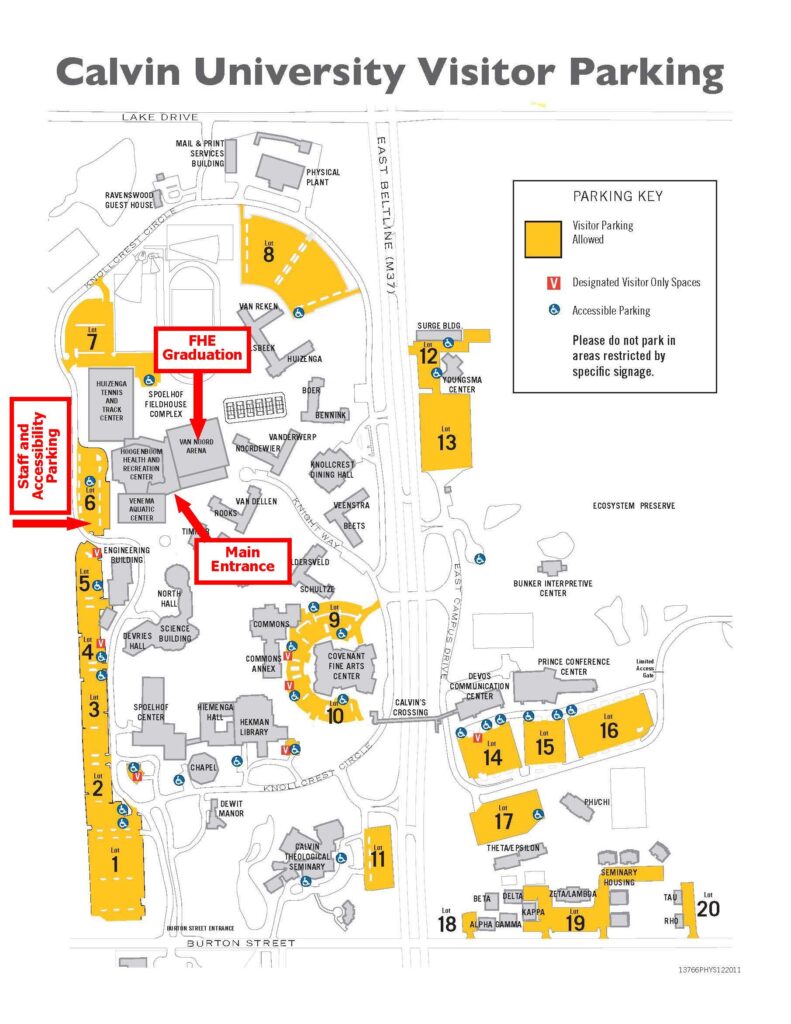 Calvin Parking/Entrance Map