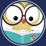 owl looking at a book with a popsicle