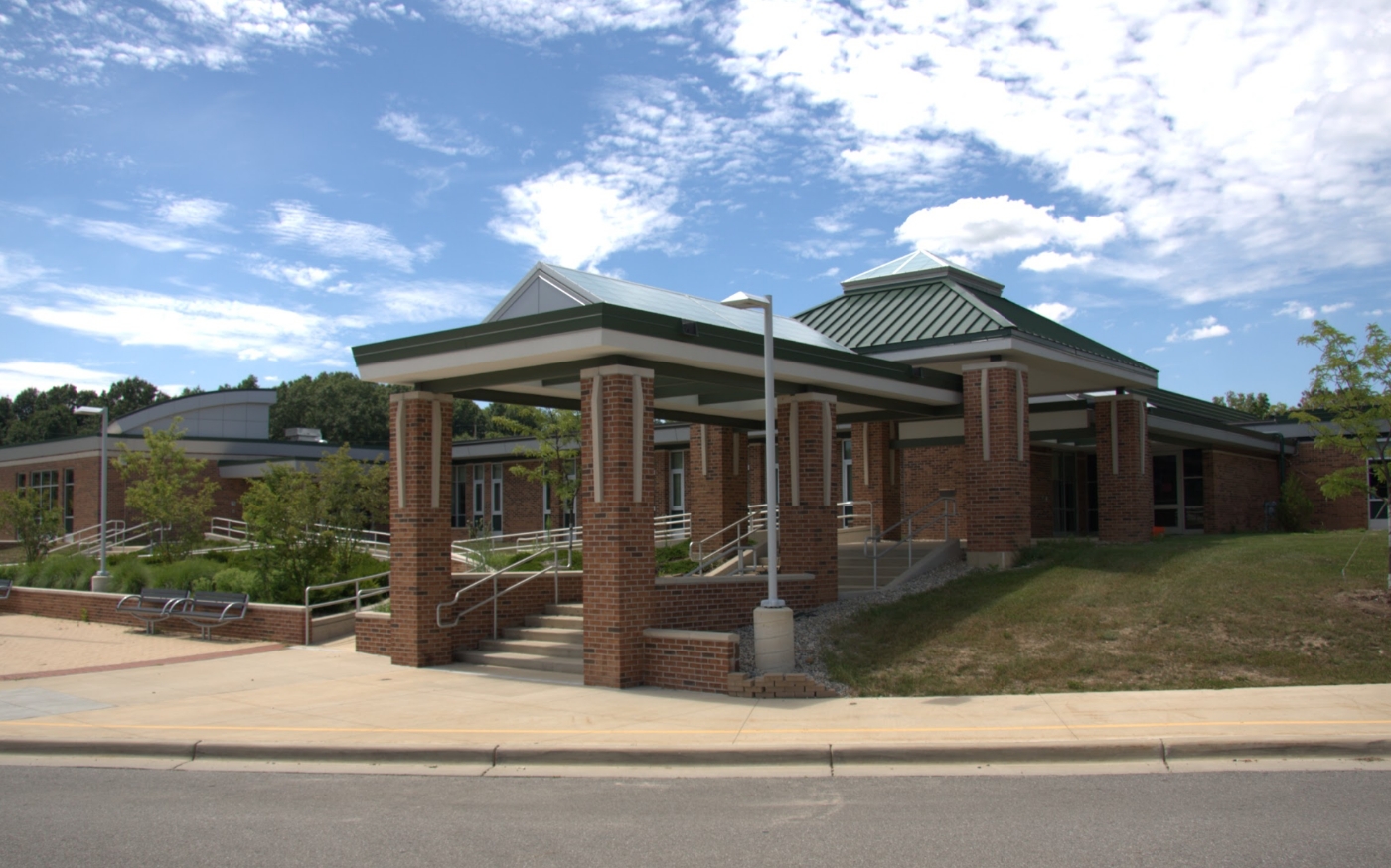 front of school building