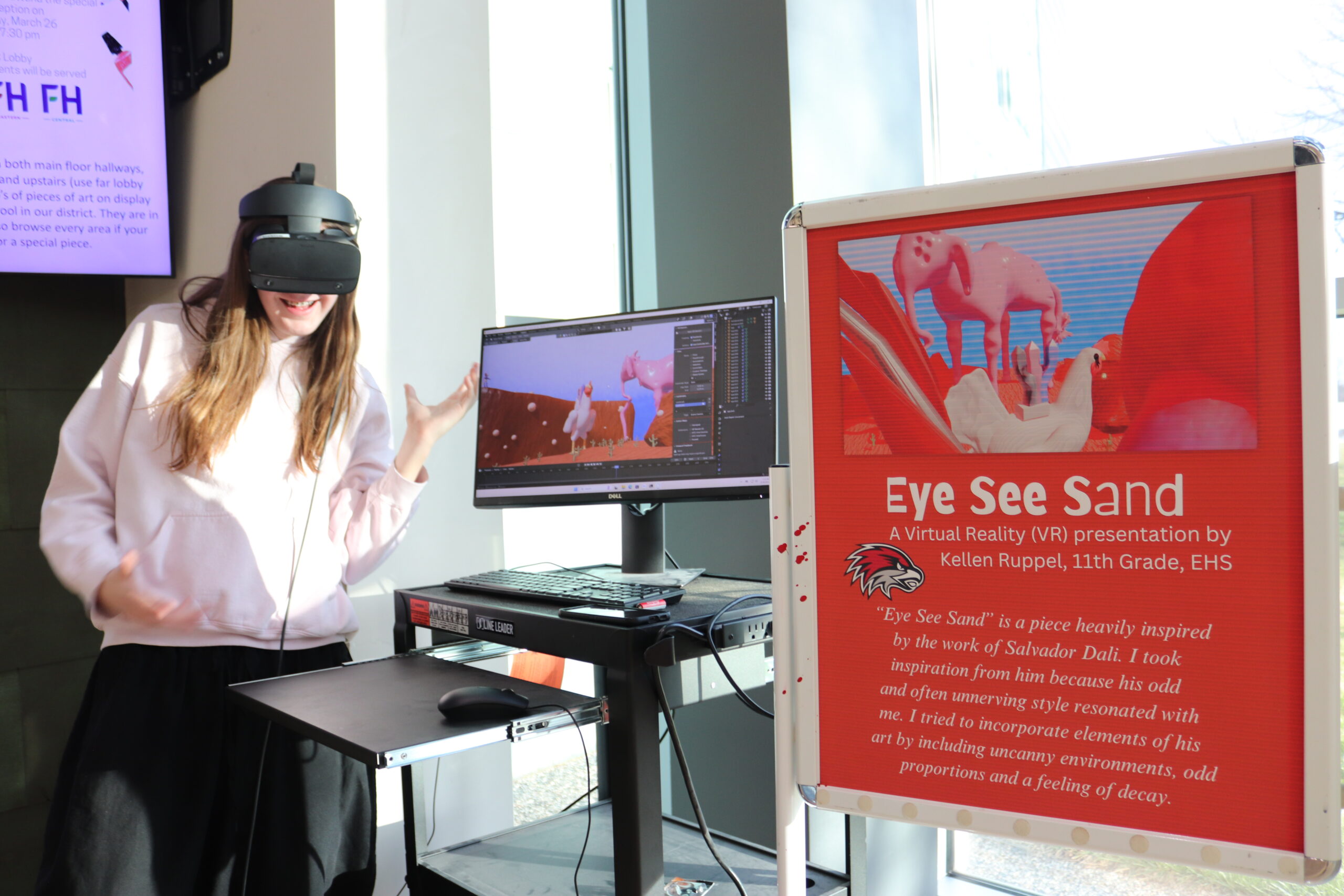 a student doing a presentation using virtual reality