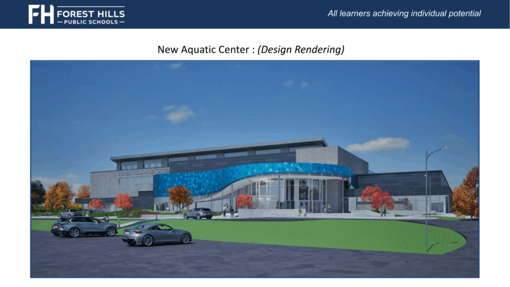 architectural drawing of a new aquatic facility