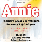 Annie show poster at the Fine Arts Center Feb. 5-7