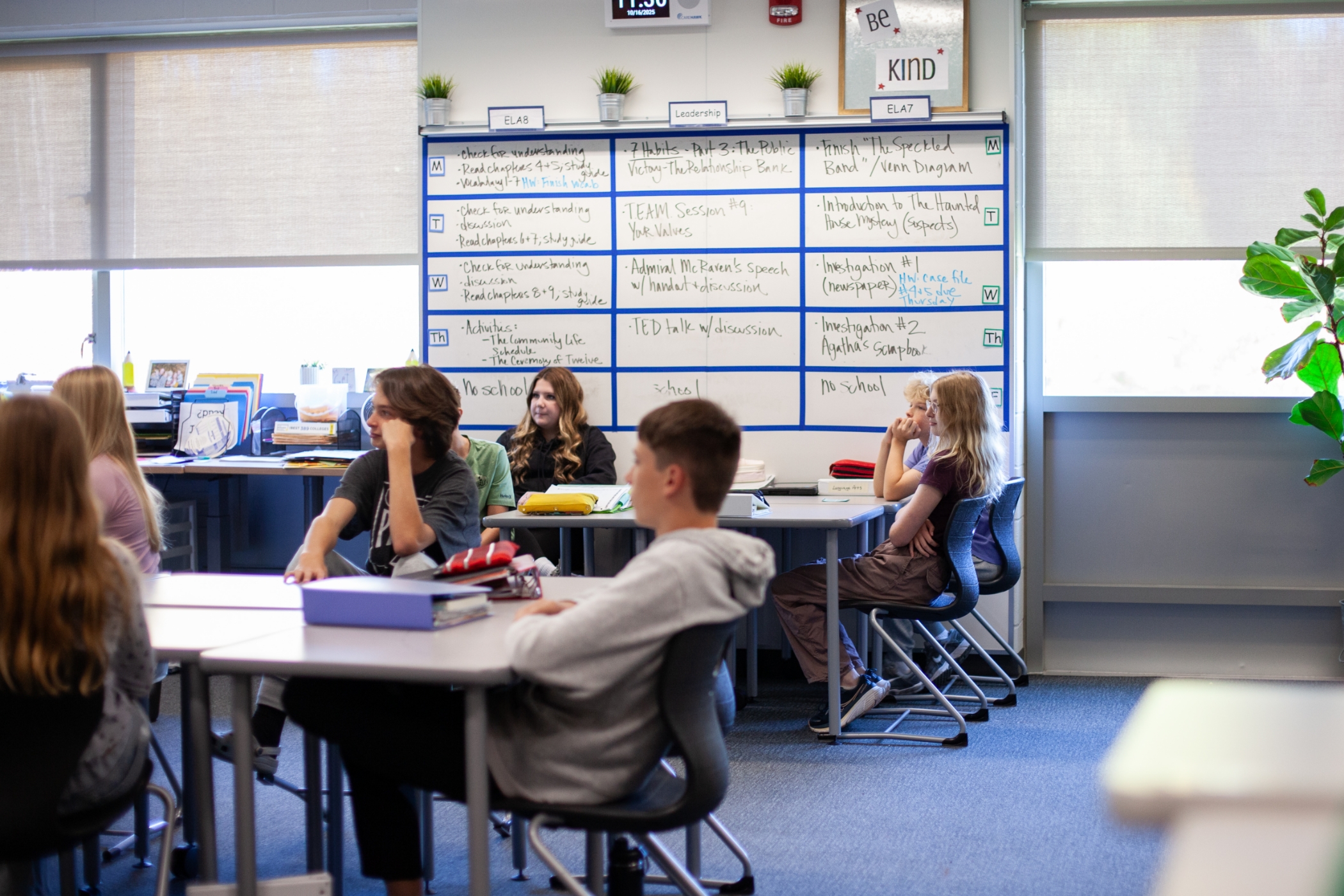 young students sitting in class