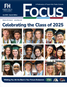 Cover of the Focus newsletter with many pictures of high school graduates for the class of 2025