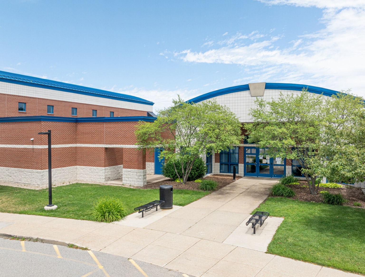 Drone shot of northern trails schools entrance