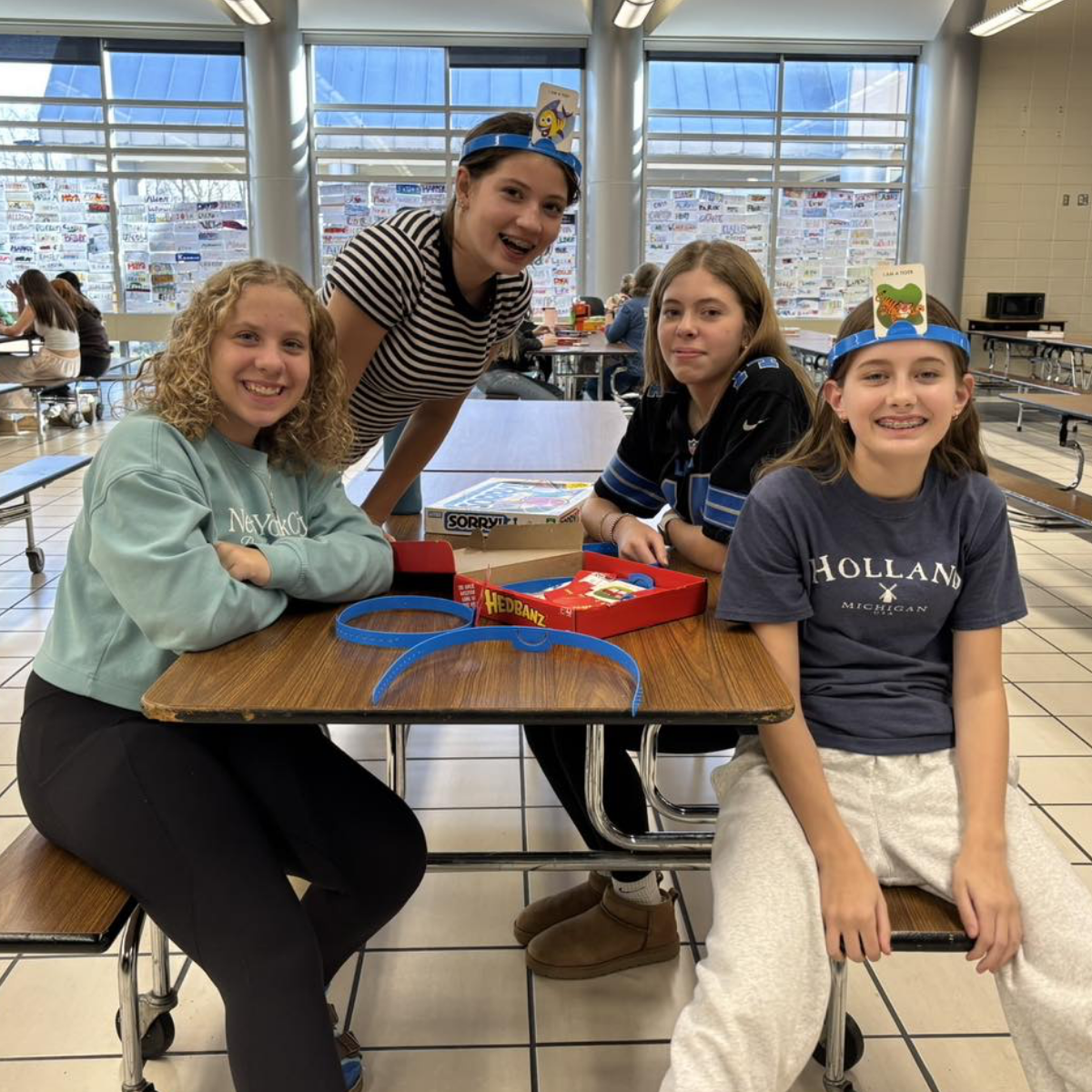 female students playing a game