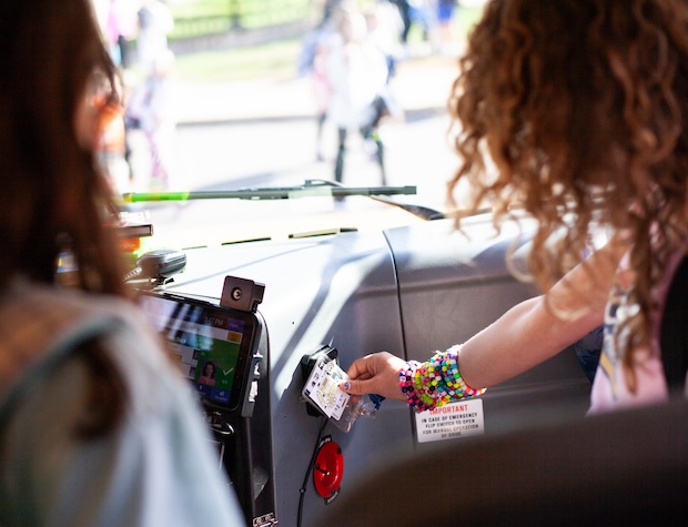 Student scanning My Ride pass