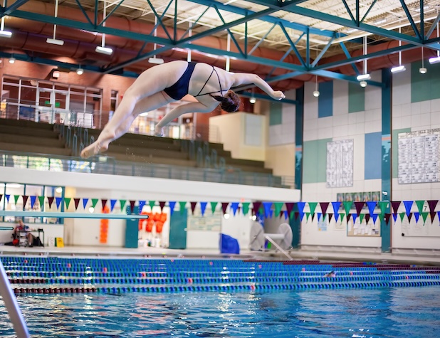 diver doing a flip off the diving board