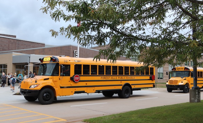 Yellow school bus at Eastern Middle School