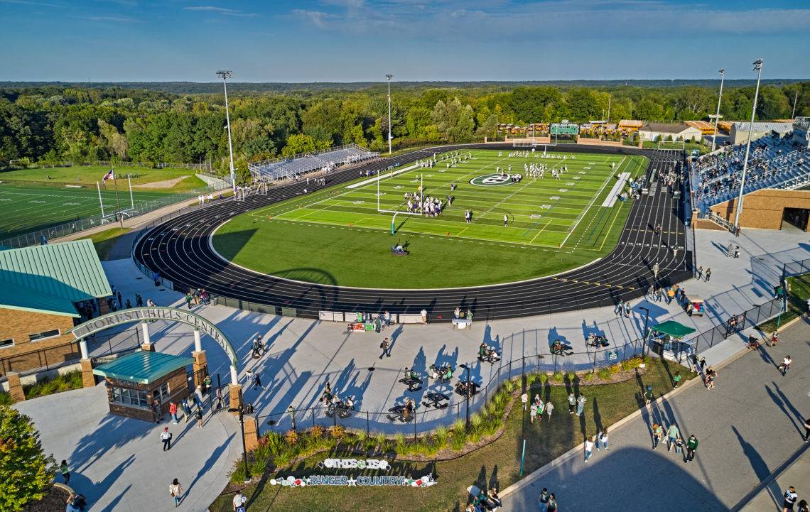 closer arial photo of the FHC athletic field